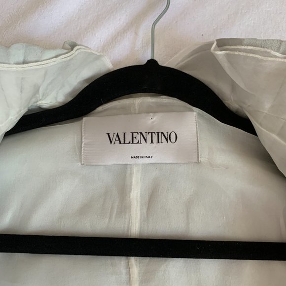 Valentino runway white pleated leather Jacket with silk tulle lining US 4 6 - Picture 13 of 13